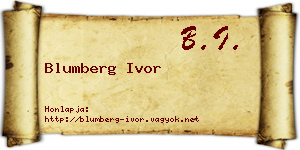 Blumberg Ivor névjegykártya